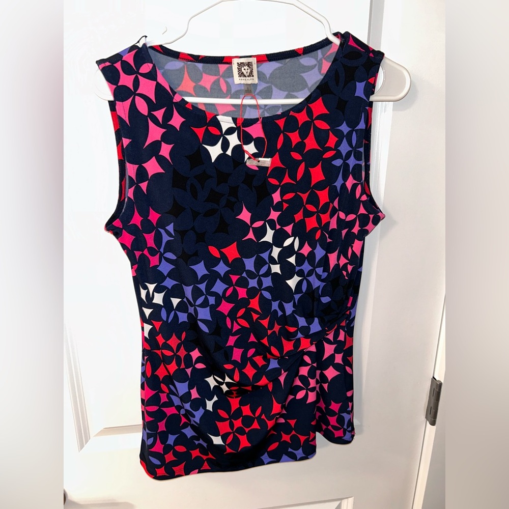 NWOT Anne Klein Pink Red Sleeveless Graphic Tank Top S
